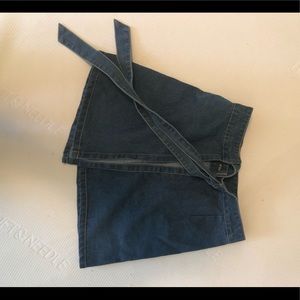 Jean mini skirt. Wraps with tie.